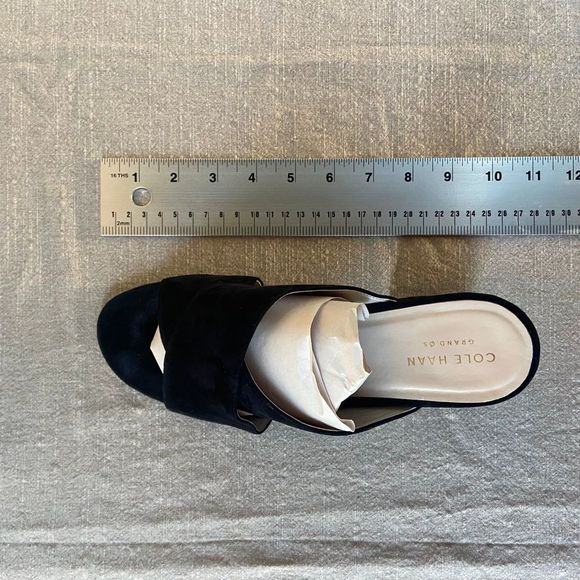 Cole Haan | Gabby Sandals Women's Size 9.5 B Black Suede Open Toe Casual Pump - Picture 8 of 12